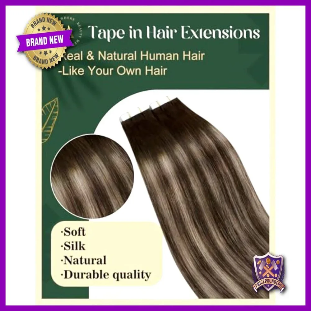Human Hair Tape Extensions 20Pcs 50G Invisible Flat Fit DIY Application